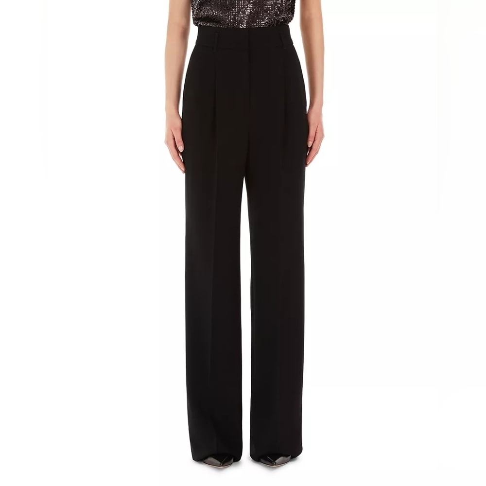 Max Mara Studio Lontra High-Waist Trousers | Size 4 Tailored Chic Wide-Leg Pants